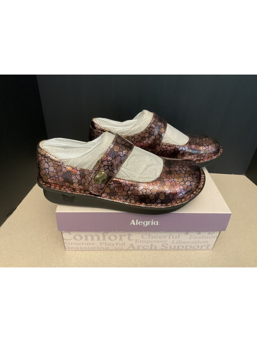 New! Womens ALEGRIA 'Paloma' Bronze Fusion Leather Mary Jane Shoes. Size 11.5-12